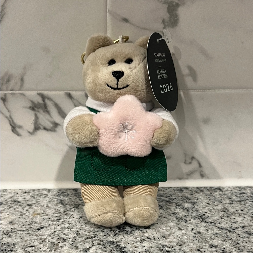 NWT Starbucks Bearista Keychain with Cherry Blossom